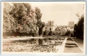 c1920s San Diego, CA RPPC Casa de Balboa Real Photo Expo Lily Pond Postcard A123