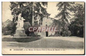 Old Postcard Domremy The House of Joan of Arc and Statue of Mercia