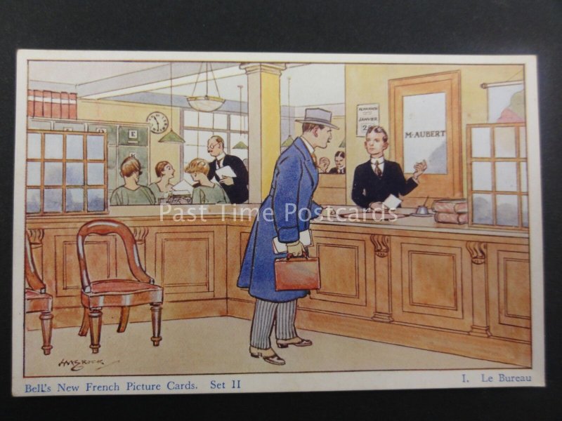 No.1 LE BUREAU Bell's New French Picture Card SET II Artist H.Brock c1930's