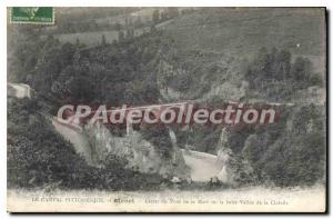 Postcard Old Picturesque Cantal Menet Laces of death bridge over the beautifu...