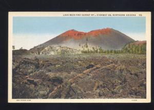 ROUTE 66 NORTHERN ARIZONA LAVA BEDS SUNSET MOUNTAIN VINTAGE POSTCARD