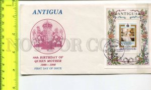 424763 ANTIGUA 1980 year 80th birthday Queen Mother FDC w/ souvenir sheet