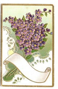 A Bunch of Violets, Flower Vintage Greeting Postcard, Used 1911 Flag Cancel