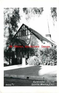 CA, Santa Maria, California, RPPC, Episcopal Church, Exterior View, Artco No 1