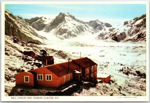 VINTAGE CONTINENTAL SIZE POSTCARD BALL CHALET AND TASMAN GLACIER NEW ZEALAND