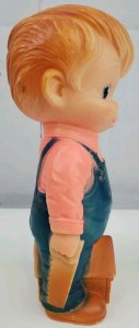 1968 J.L. Prescott Little Blonde Carpenter Rubber Squeak Toy Works Bib Overalls