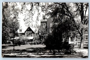 Grinnell IA Postcard RPPC Photo Womans Quadrangle Mears Cottage Grinnell College