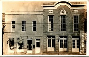 Vtg Postcard RPPC - Virginia City, Montana - First Masonic Temple Building
