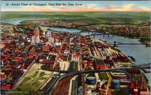 Postcard AERIAL VIEW SCENE Cincinnati Ohio OH AO4328