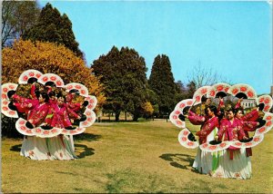 Traditional Women Fan Dancers South Korea Postcard