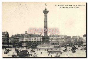 Postcard Old Paris Bastille Place the July Column