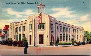 Linen Postcard United States Post Office Building in Passaic, New Jersey
