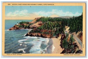 Heceta Light House And Highway Tunnel Cape Perpetua OR Soldier Mail Postcard 