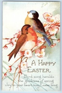 Easter Postcard Colorful Song Birds Flowers Embossed c1910's Unposted Antique