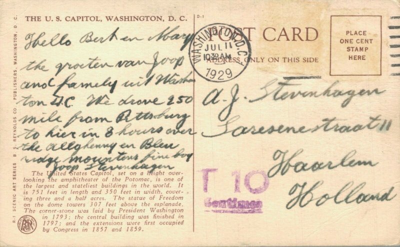 USA The US Capitol Washington DC Linen Vintage Postcard 07.90