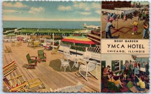 Postcard - Roof Garden, YMCA Hotel - Chicago, Illinois