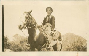 c1909 RPPC Postcard; Young Man on Pinto Horse, Western US Unposted