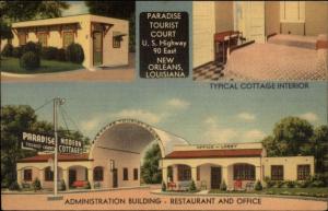 New Orleans LA Paradise Tourist Court Linen Postcard