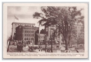 Postcard Springfield Mass. Main Street South From Court Street c1913 Postmark