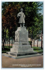 c1950 Soldiers Monument Court House Square Statue Park Watertown SD Postcard