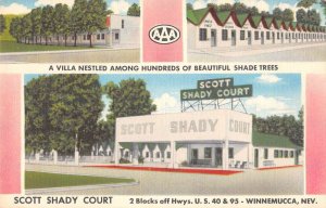 Winnemucca Nevada Scott Shady Court Linen Vintage Postcard AA22640