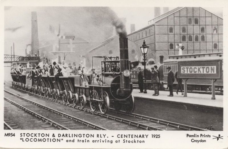 Stockton and Darlington Centenary 1925 Station Train Postcard