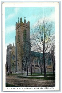 1916 St. Mary's R.C. Church Chapel Exterior Lansing Michigan MI Vintage Postcard 