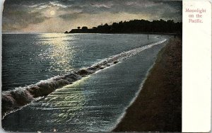 c1910 CALIFORNIA MOONLIGHT ON THE PACIFIC EARLY UNPOSTED POSTCARD 42-24