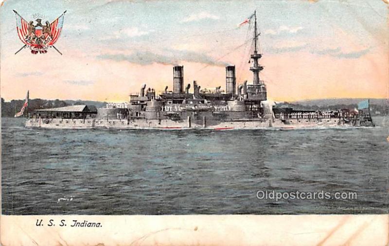 U.S.S. Indiana Military Battleship 1910 