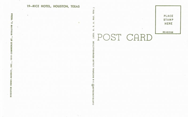 Rice Hotel Downtown Houston Texas
