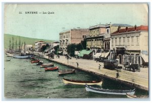 1911 The Smyrna Quays Turkey British Post Office Levant Posted Postcard