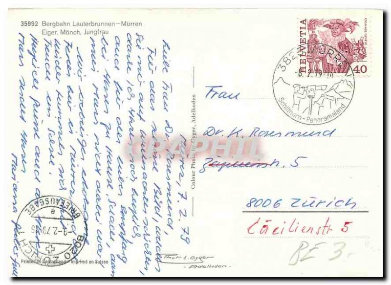 Modern Postcard Bergbahn Lauterbrunnen Murren Eiger Monch Jungfrau
