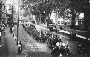 Winsted CT Fireman's Day Parade 9/18/1912 White Horses Real Photo Postcard