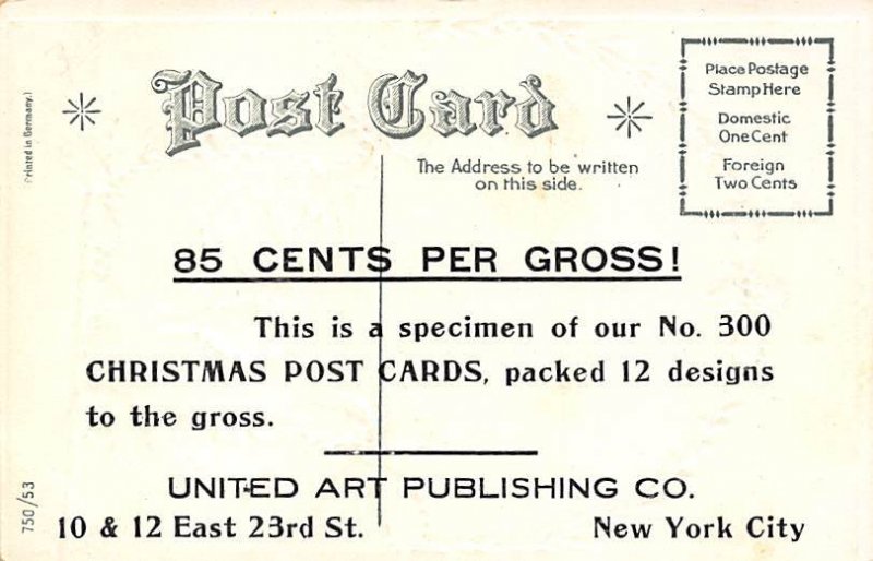 United Art Publishing Advertisement Christmas Unused 