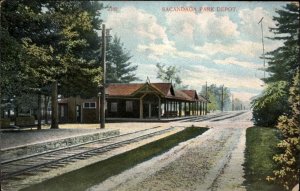 SACANDAGA PARK NY Depot Train Station Pub AC Bosselman c1910 Postcard