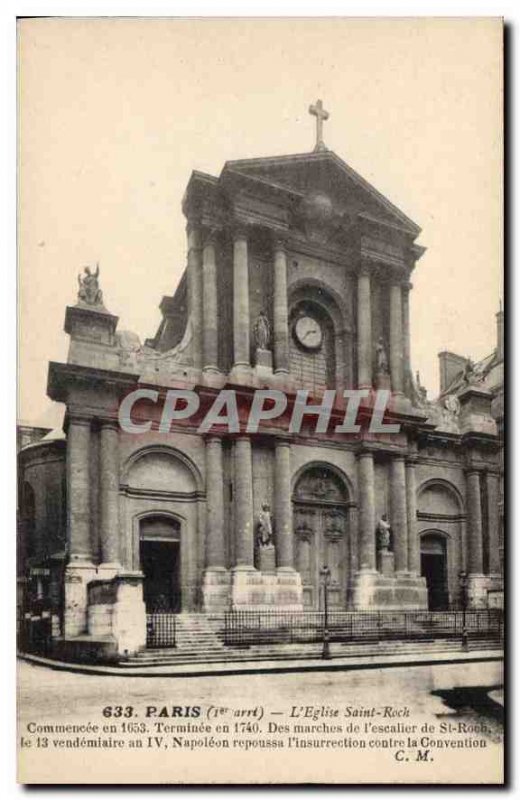 Old Postcard Paris I stopped the Saint Roch church started in 1653 ended in 1...