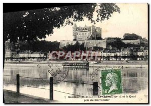 Old Postcard Saumur The castle and quay took Marmoutier