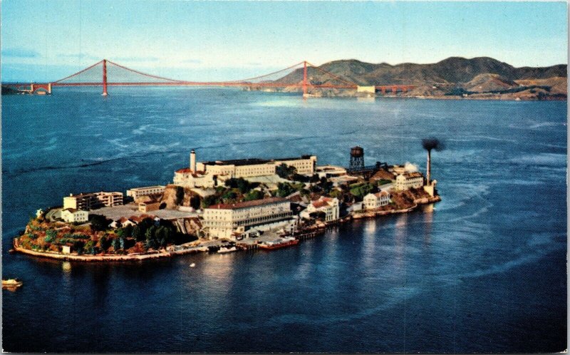 Alcatraz Island San Francisco Bay Federal Prison Penitentiary Aero Postcard