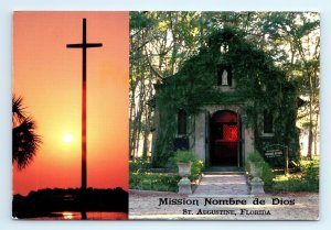 Mission Nombre de Dios St Augustine FL Cross Postcard