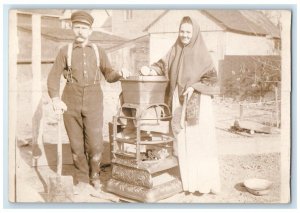 1908 Man Woman Stove Repair Occupational Brush Toledo OH RPPC Posted Postcard