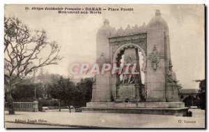 Old Postcard Afrique Occidentale Francaise Dakar Senegal Place Protet Monumen...