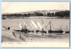 Aswan Egypt Postcard Assuan The Ferry Boat with Flag c1910 Antique Unposted