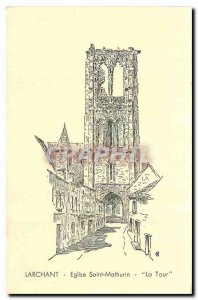 Postcard Old Saint Mathurin Larchant Church Tower