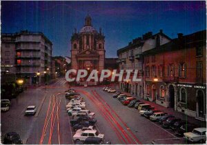 Postcard Modern Night Chieri to Piazza Cavour and S Bernardino Church