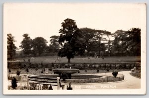 UK Featherstone The Park Purston Playground and Fountain RPPC Postcard D28