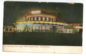 PA - Willow Grove. Willow Grove Park, Casino at Night    (chipped)