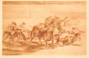 Palenque de los mozos hecho con burros, Museo del Prado Bullfighting Unused 