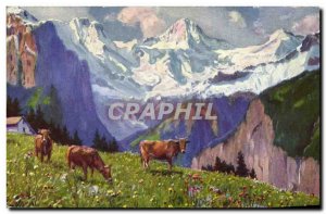 Old Postcard Cow Cows Paolo Kutscha Switzerland