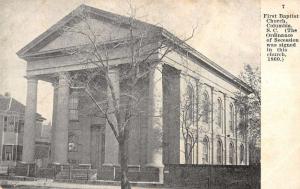 Columbia South Carolina First Baptist Church Entrance Antique Postcard K15289 