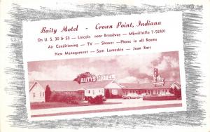Crown Point Indiana 1950s Postcard Baity Motel 